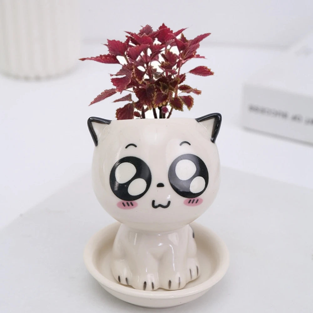 Mini Cat Shaped Ceramic Flowerpot 2024